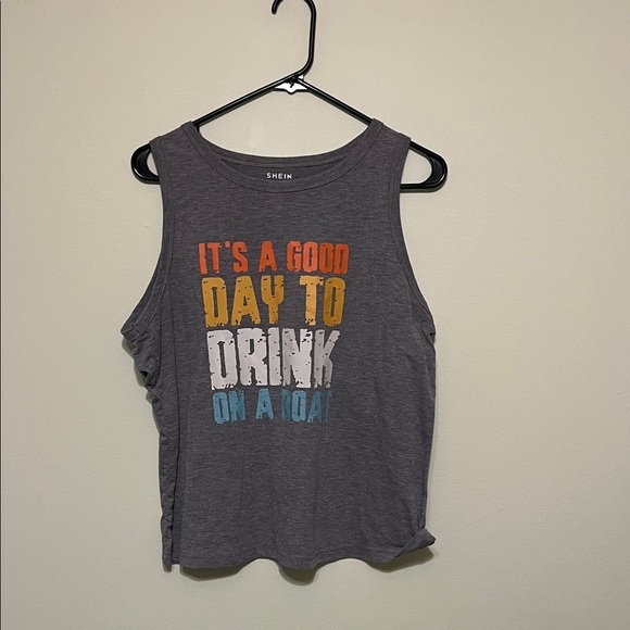 SHEIN Tops - SHEIN Charcoal Graphic Muscle Tee